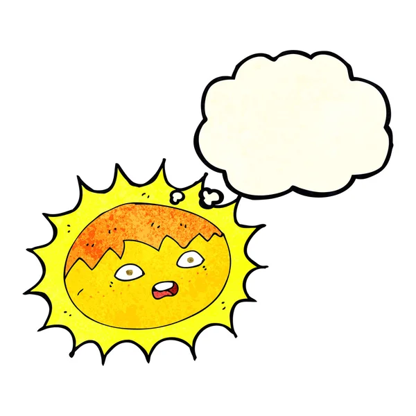 Cartoon sun with thought bubble — Stock Vector