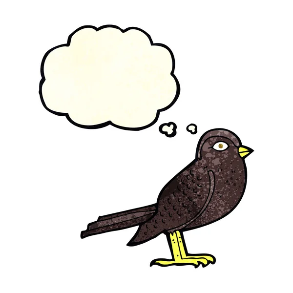 Dessin animé oiseau de jardin avec bulle de pensée — Image vectorielle