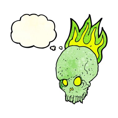 Düşünce baloncuklu ürkütücü kafatası