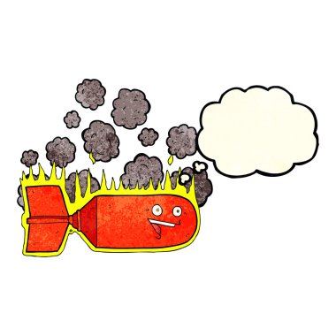 Düşünce baloncuğu ile düşen çizgi film bombası