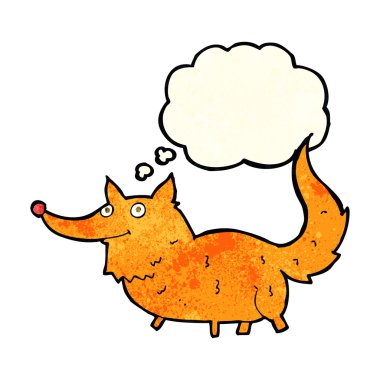 Düşünce kabarcığı olan küçük bir köpek.