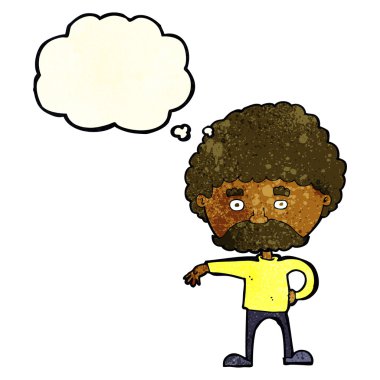 çizgi film adam düşünce bubbl ile kamp jest yapma bıyıklı