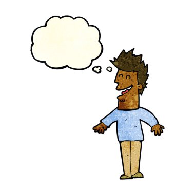 çizgi film mutlu adam düşünce baloncuğu ile