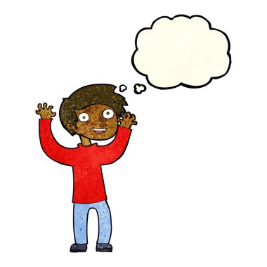 çizgi film mutlu adam düşünce baloncuğu ile