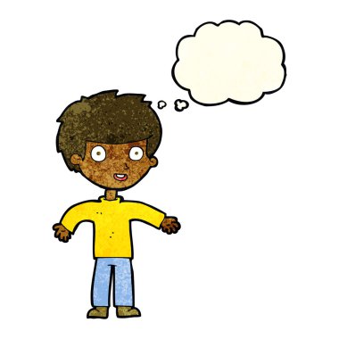 çizgi film mutlu adam düşünce baloncuğu ile