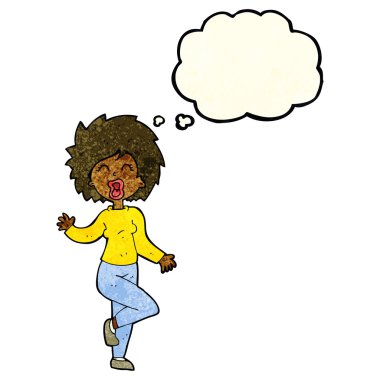 çizgi film kadın düşünce balonu ile dans