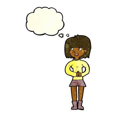 çizgi film dostu kadınla düşünce balonu