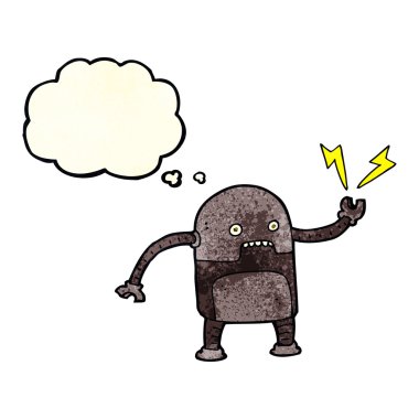 Düşünce baloncuklu komik robot.