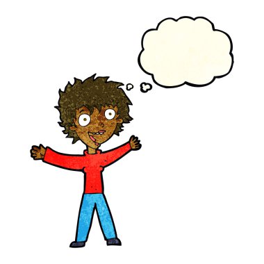 çizgi film heyecanlı kadın düşünce balonu ile