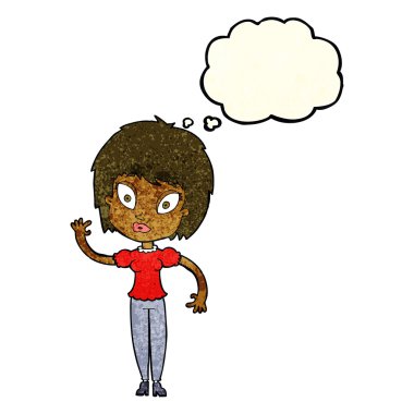 Düşünce baloncuklu güzel kız.