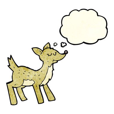 Düşünce baloncuklu sevimli karikatür geyiği