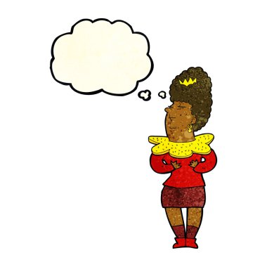 Düşünce kabarcığı olan aristokrat bir kadın.