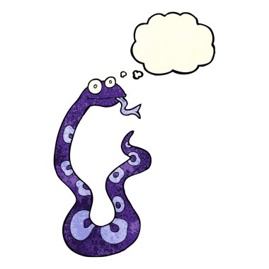 Düşünce baloncuklu çizgi film yılanı