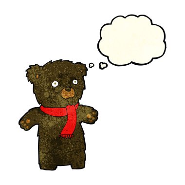 sevimli siyah ayı düşünce balonu ile çizgi film