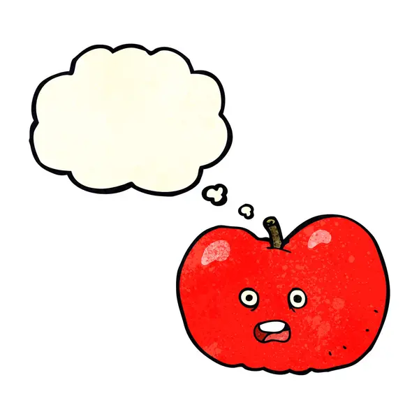 Tecknad äpple med tanke bubbla — Stock vektor