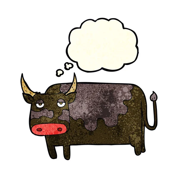 Vache dessin animé avec bulle de pensée — Image vectorielle