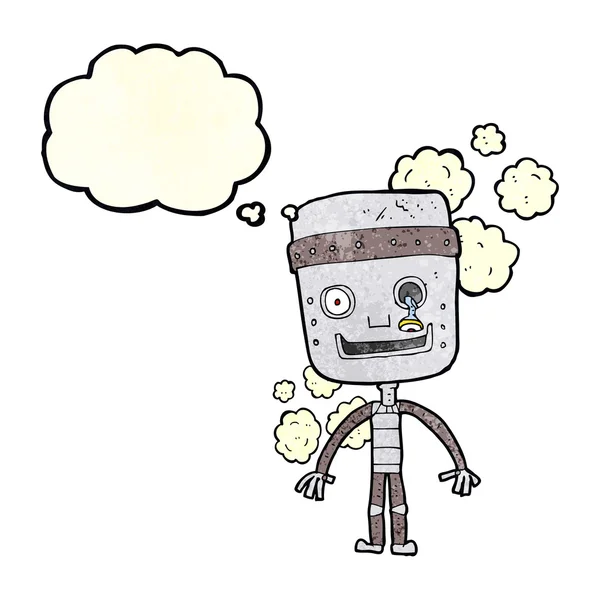 具有思想气泡的卡通滑稽机器人 — 图库矢量图片