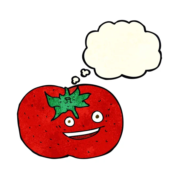 Tomate de dibujos animados con burbuja de pensamiento — Vector de stock