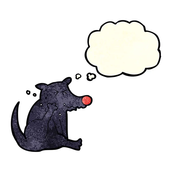 Cartoon hond krabben met gedachte zeepbel — Stockvector