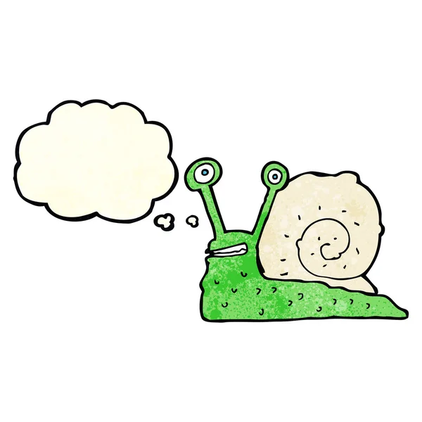 Caracol de dibujos animados con burbuja de pensamiento — Vector de stock