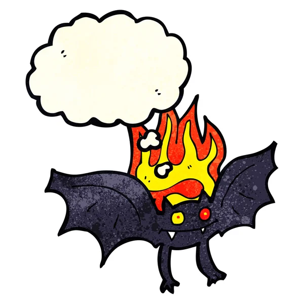 Morcego vampiro desenhos animados com bolha de pensamento — Vetor de Stock