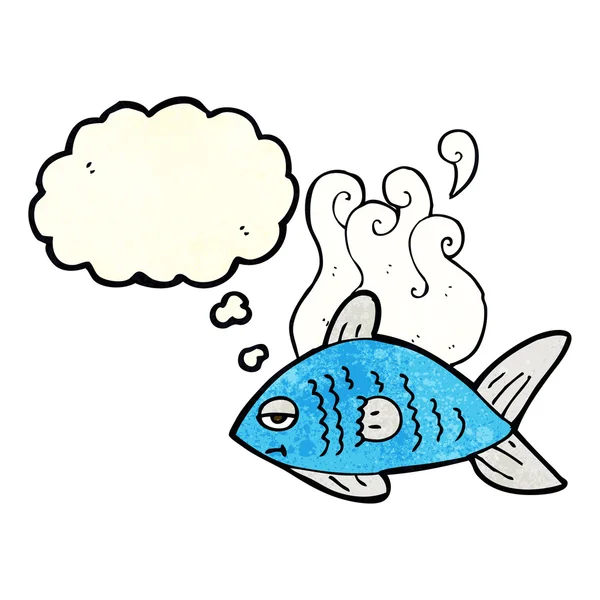Dibujos animados peces divertidos con burbuja de pensamiento — Vector de stock