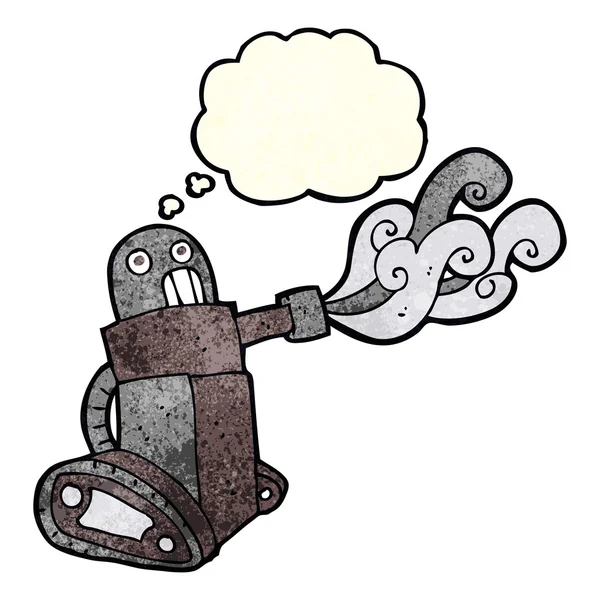 Robot tanque de dibujos animados con burbuja de pensamiento — Archivo Imágenes Vectoriales