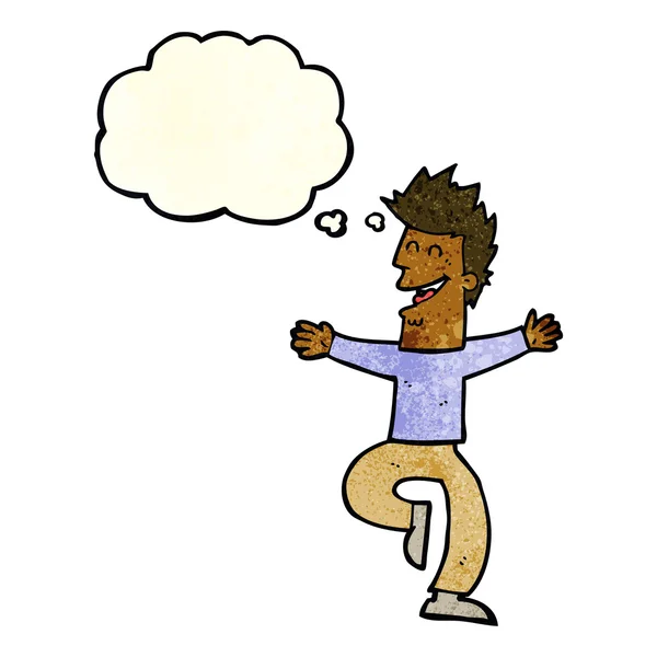 思考バブルの男を笑う漫画 — ストックベクタ
