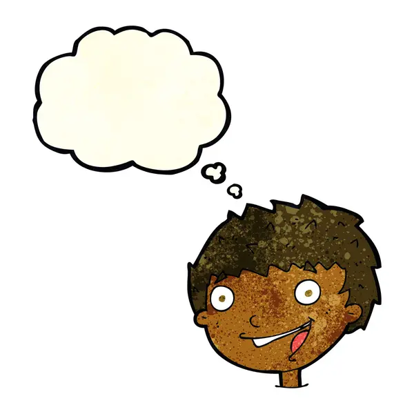 思想バブルの少年を笑う漫画 — ストックベクタ