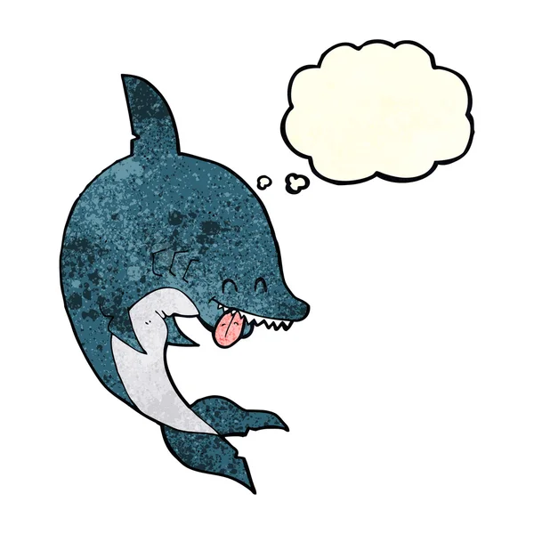 Смешная мультяшная акула с мыльным пузырем — стоковый вектор