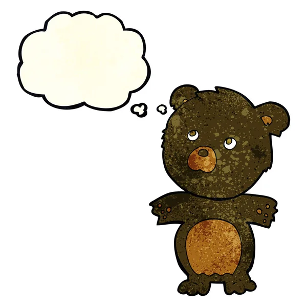 Dessin animé drôle ours en peluche avec bulle de pensée — Image vectorielle