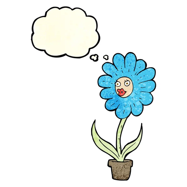 Cartoon bloem met gedachte zeepbel — Stockvector