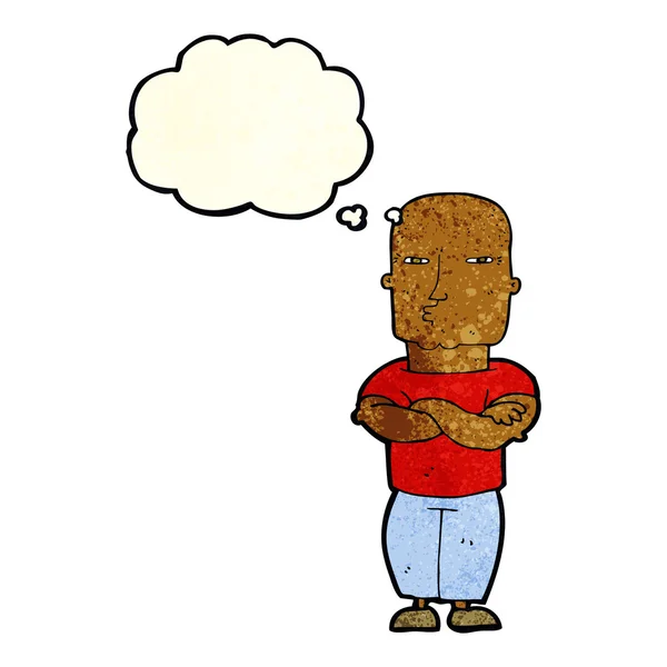 Καρτούν σκληρός τύπος με φούσκα σκέψης — Διανυσματικό Αρχείο