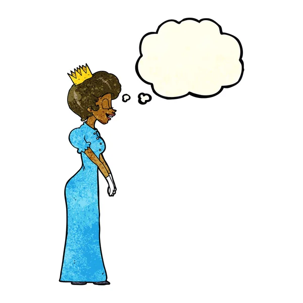 Tecknad prinsessa med tanke bubbla — Stock vektor