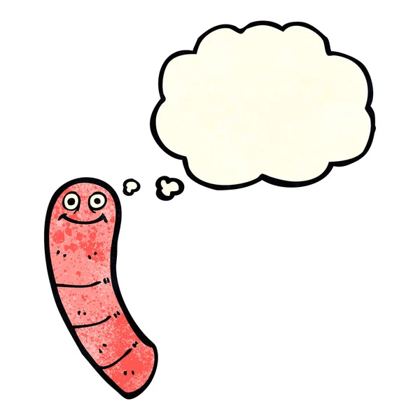 Cartoon worm met gedachte zeepbel — Stockvector
