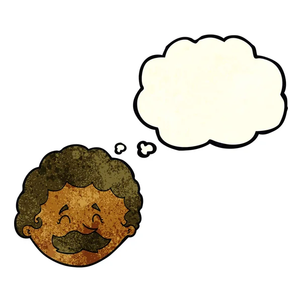 Dessin animé homme avec moustache avec bulle de pensée — Image vectorielle