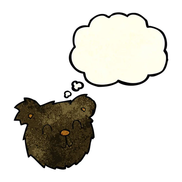 Cartone animato felice orso nero faccia con bolla di pensiero — Vettoriale Stock