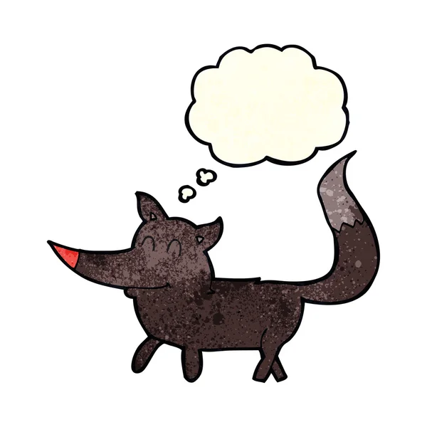 Pequeno lobo dos desenhos animados com bolha de pensamento — Vetor de Stock
