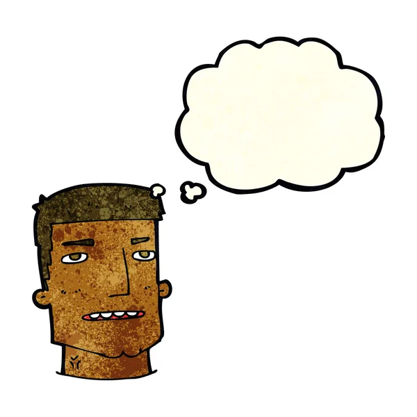 Cartone animato testa maschile con bolla di pensiero — Vettoriale Stock