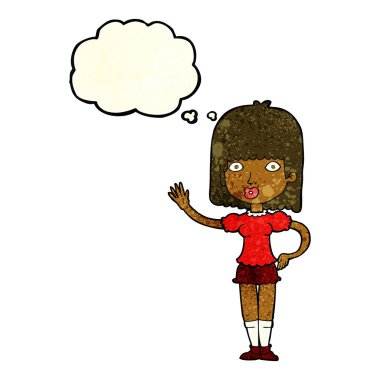 düşünce balonu ile sallayarak çizgi film kadın