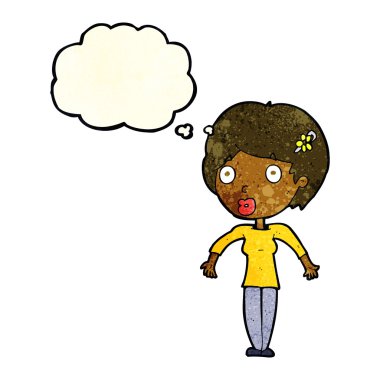 düşünce balonu ile şok kadın karikatür