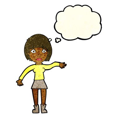 Karikatür, düşünce balonlu kadını şaşırttı.