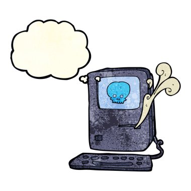 düşünce balonu ile bilgisayar virüsü karikatür
