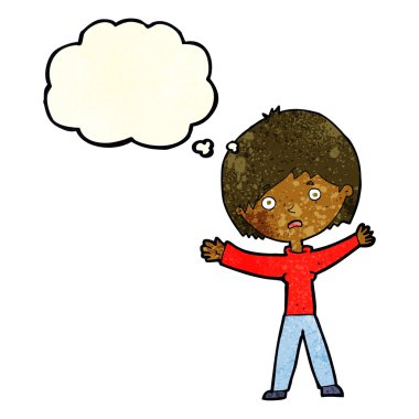 düşünce balonu ile endişeli kadın karikatür