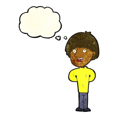 çizgi film mutlu adam düşünce baloncuğu ile