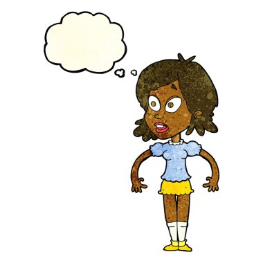 Karikatür, düşünce balonlu kadını şaşırttı.