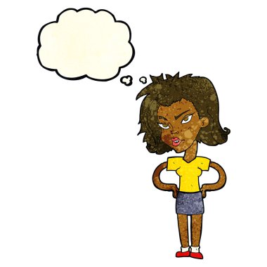 el HIPS düşünce balonu ile kadınla çizgi film