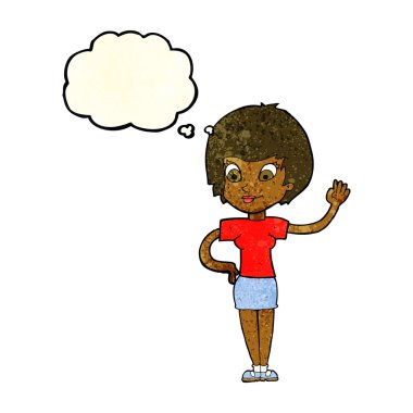 düşünce balonu ile sallayarak çizgi film kadın