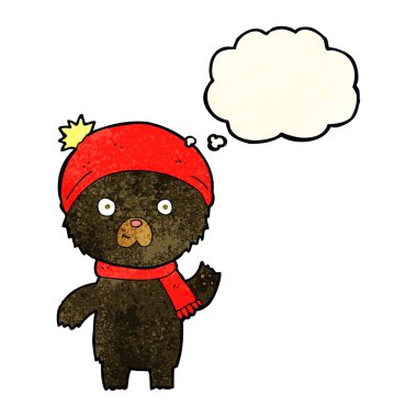 siyah ayı düşünce balonu ile sallayarak çizgi film