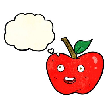 Düşünce baloncuklu çizgi film elması